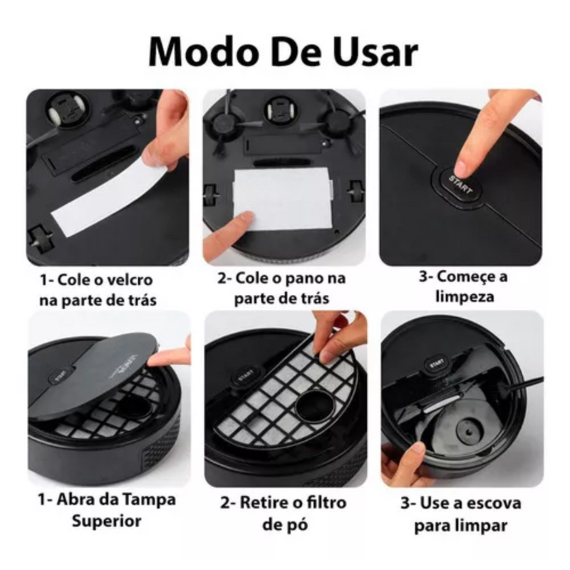 Robô Aspirador de Pó Recarregável - Cores Sortidas