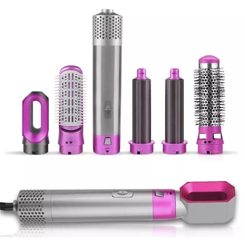 PINK/PRATA - Escova Secador de Cabelo 5 em 1 Multifuncional 110v