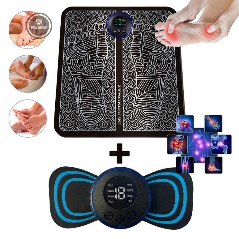 KIT MASSAGEM - Tapete e Massageador Elétrico - Dor nos Pés e Musculares