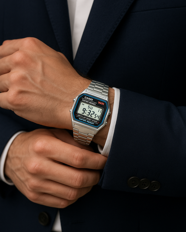 Relógio Digital Vintage Mini Quadrado Prata