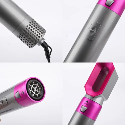 PINK/PRATA - Escova Secador de Cabelo 5 em 1 Multifuncional 110v