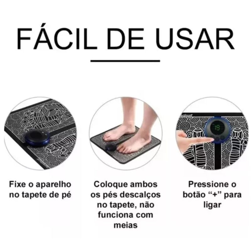 KIT MASSAGEM - Tapete e Massageador Elétrico - Dor nos Pés e Musculares