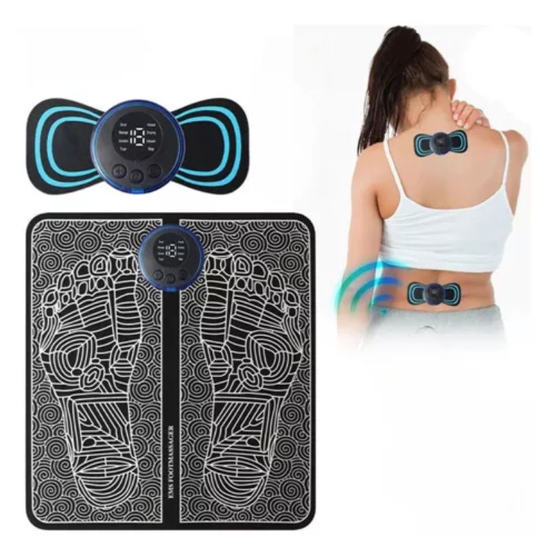 KIT MASSAGEM - Tapete e Massageador Elétrico - Dor nos Pés e Musculares